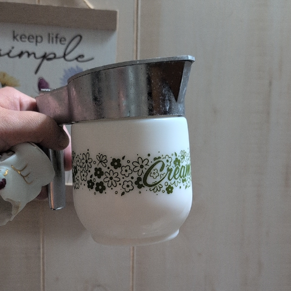 Floral Cream Dispenser with Silver Accents